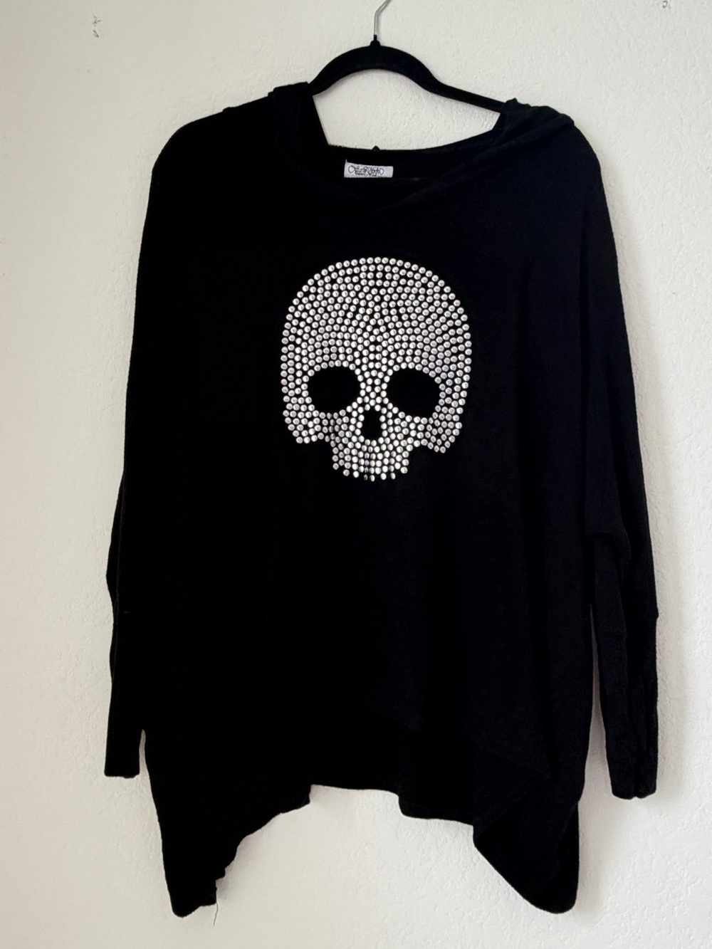 🖤💀✨ LAUREN MOSHI BEVERLY HILLS CRYSTAL SKULL HOODED PULLOVER ✨💀🖤
